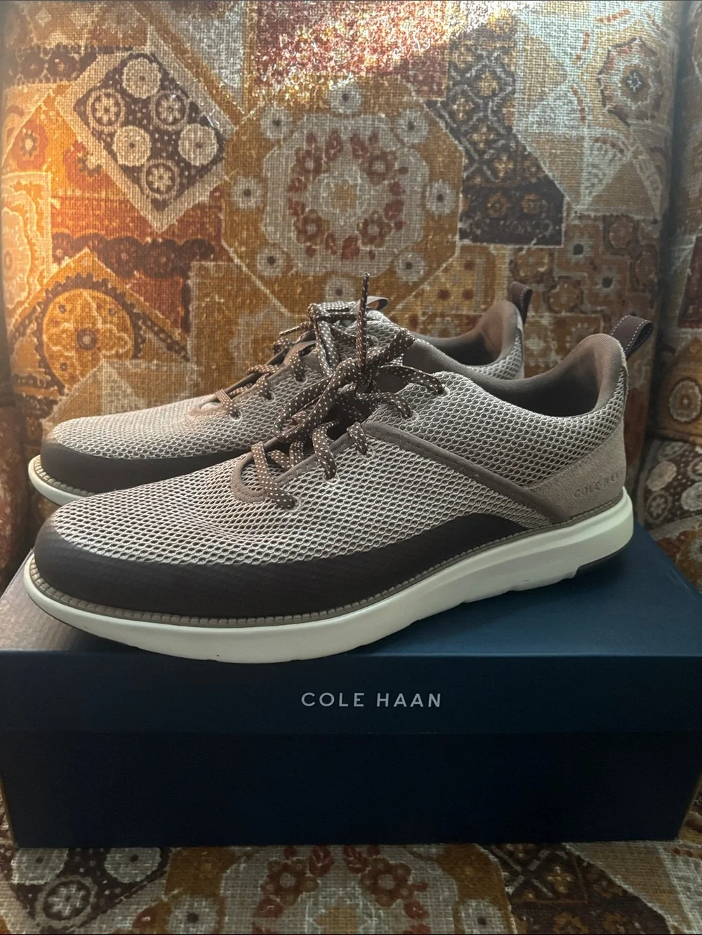Cole Haan Men's Knit Lace-Up Sneakers in Taupe and Brown